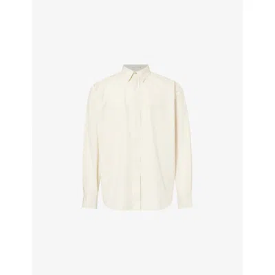 The Row Mens Ice Mint Nilo Curved-hem Cotton-poplin Shirt Xl In Neutral