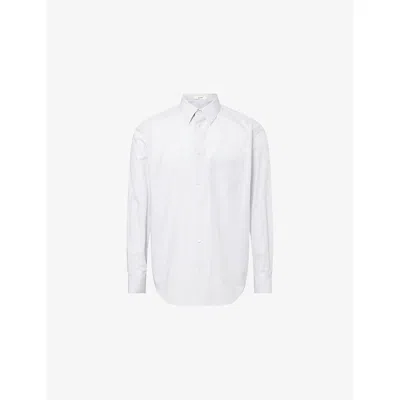 The Row Mens White Blue Stripe Pace Stripe Cotton Shirt
