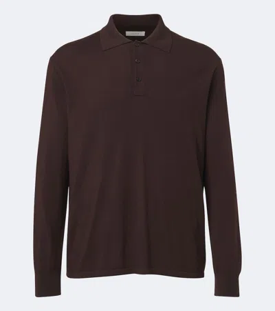 The Row Menville Wool Polo Sweater In Brown