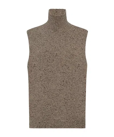 The Row Merilas Cashmere Turtleneck Tank In Brown