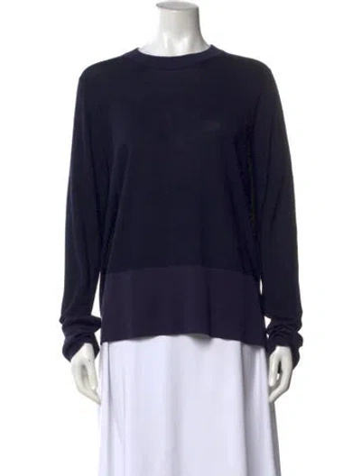 Pre-owned The Row Merino Wool Crew Neck Sweater In Blue