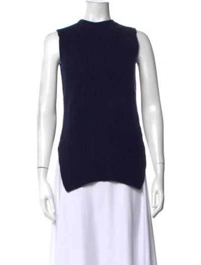 Pre-owned The Row Merino Wool Mock Neck Sweater In Blue