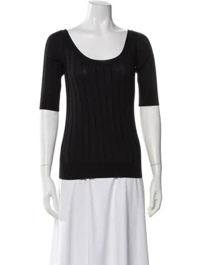 Pre-owned The Row Merino Wool Scoop Neck Sweater In Black