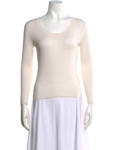 Pre-owned The Row Merino Wool Scoop Neck Sweater In Neutrals