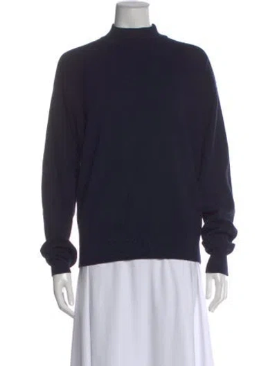Pre-owned The Row Merino Wool Turtleneck Sweater In Blue