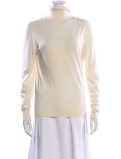 Pre-owned The Row Merino Wool Turtleneck Sweater In White