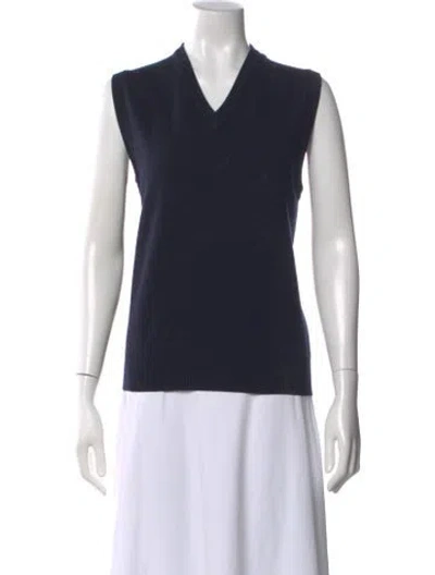 Pre-owned The Row Merino Wool V-neck Sweater In Blue