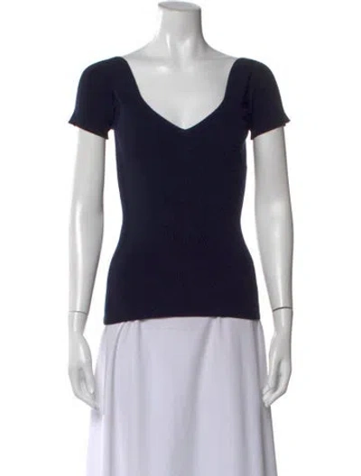 Pre-owned The Row Merino Wool V-neck Sweater In Blue