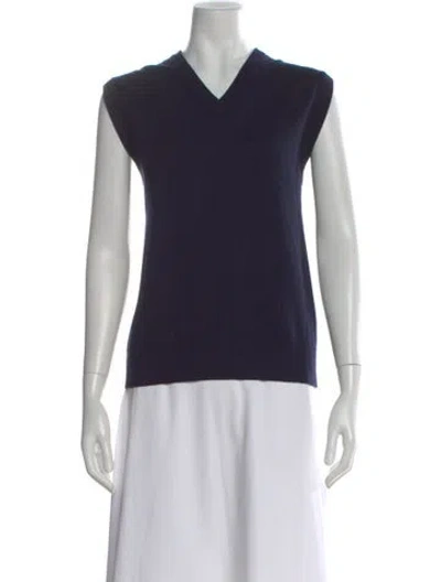 Pre-owned The Row Merino Wool V-neck Sweater In Blue