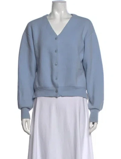 Pre-owned The Row Merino Wool V-neck Sweater In Blue