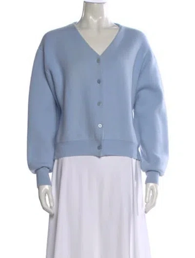 Pre-owned The Row Merino Wool V-neck Sweater In Blue