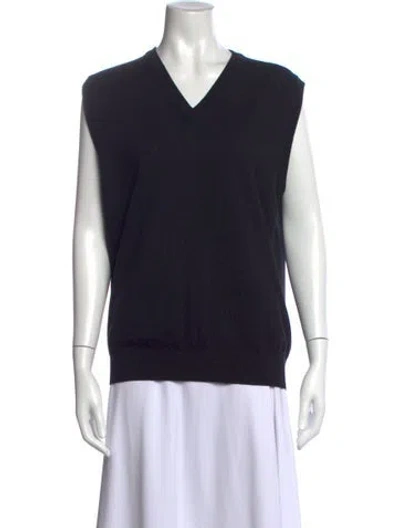 Pre-owned The Row Merino Wool V-neck Sweater In Blue