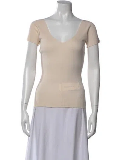 Pre-owned The Row Merino Wool V-neck Sweater In Neutral