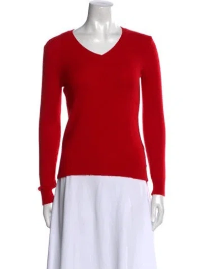 Pre-owned The Row Merino Wool V-neck Sweater In Red