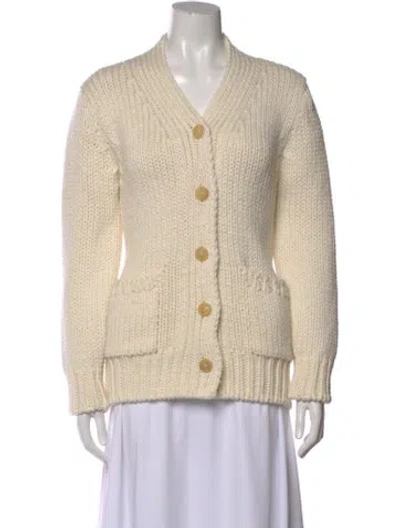 Pre-owned The Row Merino Wool V-neck Sweater In White