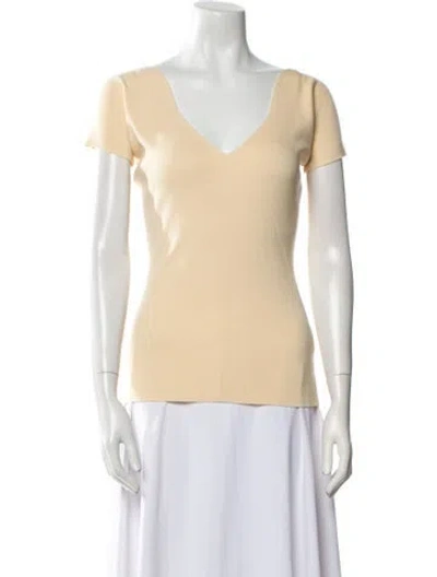 Pre-owned The Row Merino Wool V-neck Sweater In Yellow