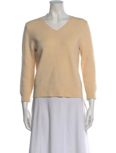 Pre-owned The Row Merino Wool V-neck Sweater In Yellow