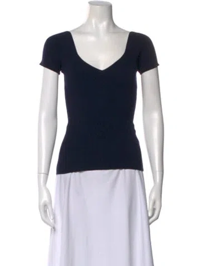 Pre-owned The Row Merino Wool V-neck Top In Blue