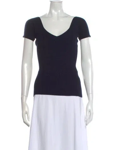 Pre-owned The Row Merino Wool V-neck Top In Blue