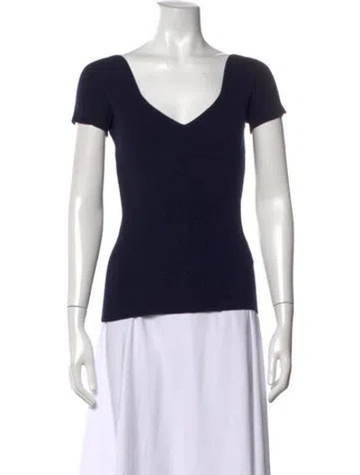 Pre-owned The Row Merino Wool V-neck Top In Blue