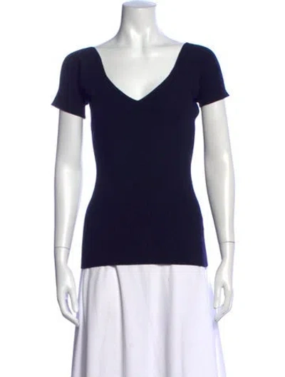 Pre-owned The Row Merino Wool V-neck Top In Blue