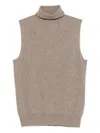 The Row Meritas Turtleneck Sleeveless Top In Neutral