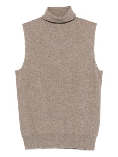 The Row Meritas Turtleneck Sleeveless Top In Neutral