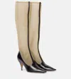 The Row 90mm Mesh Knee-high Boots - Women's - Calf Leather/polyurethane/calf Leatherrubberpolyurethane In Schwarz