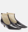 The Row Mesh Leather-trimmed Ankle Boots In Blk Black