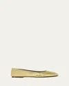 The Row Square Laminated Leather Ballerina Flats In Gold