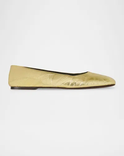 THE ROW METALLIC LEATHER BALLERINA FLATS