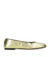 The Row Square Laminated Leather Ballerina Flats In Gold