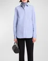 The Row Metis Cotton Poplin Shirt In Steel Blue