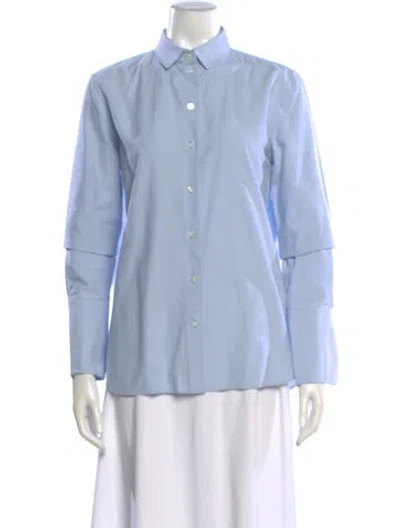 Pre-owned The Row Metis Long Sleeve Blouse In Blue