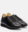 The Row Mica Leather Low-top Sneakers In Black