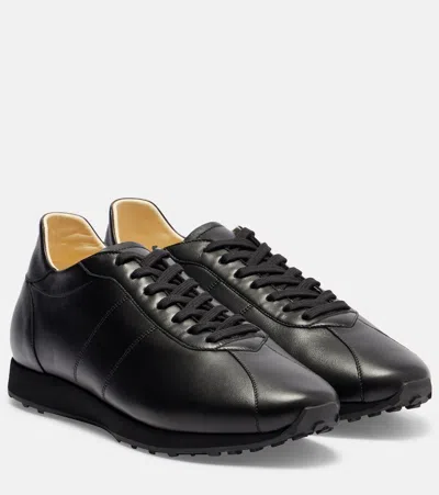The Row Mica Leather Sneakers In Black