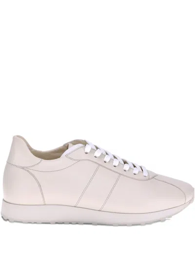The Row Mica Leather Sneakers In Sand