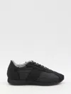 The Row Velvet Adjustable Sneakers Suede Finish In Bklh Black/light Grey
