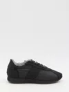 The Row Velvet Adjustable Sneakers Suede Finish In Black