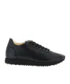 The Row Mica Leather Low-top Sneakers In Black