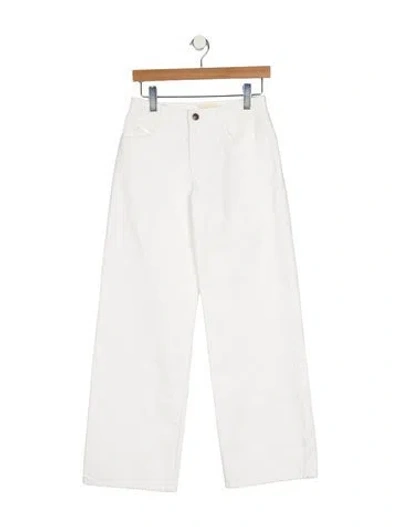 Pre-owned The Row Mid-rise Wide Leg Jeans In White