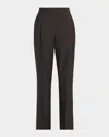 The Row Mikkela Pleated Straight-leg Pants In Brown