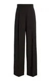 The Row Mikkela Pleated Wool Pants In Brown