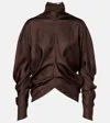The Row Draped Long Sleeve High Neck Blouse In Brown