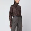 The Row Miles Draped Silk Blouse In Brown