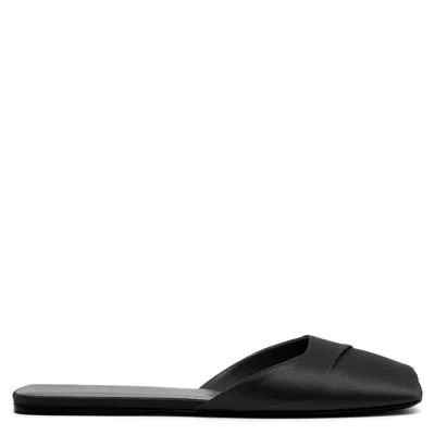 The Row Milla Satin Slides In Black