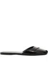 The Row Milla Satin Slides In Black