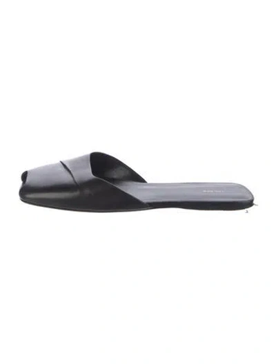Pre-owned The Row Milla Leather Slides In Black