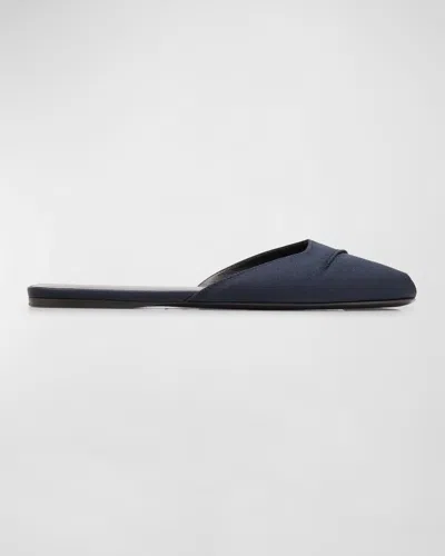 The Row Milla Satin Ballerina Mules In Blue