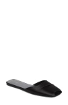 The Row Milla Satin Slide Sandal In Black